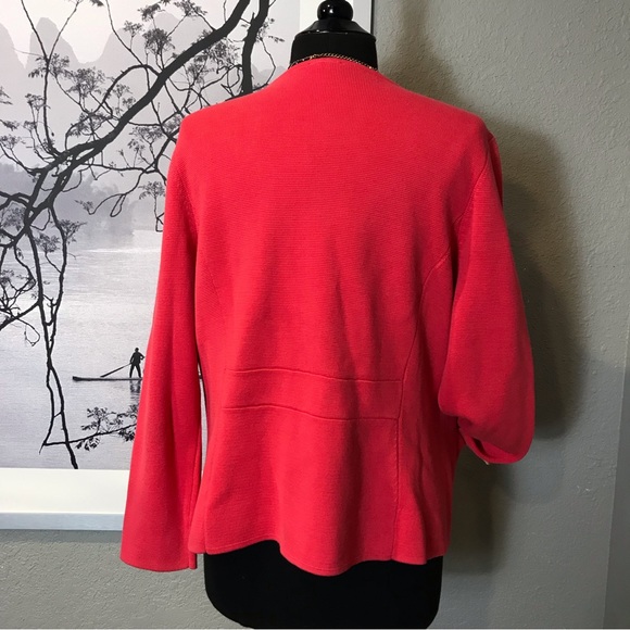 Talbots Ruffled Full Zip Office Cardigan Sweater Pockets - Picture 2 of 8
